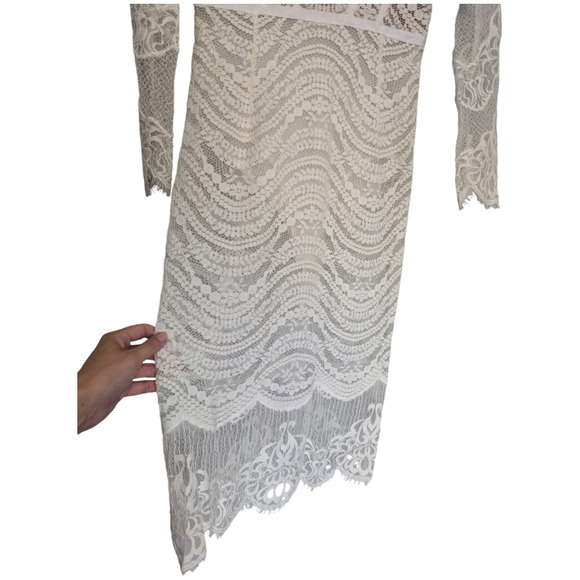 Jonathan Simkhai XS 2 Bustier Mixed Lace Overlay Lined Bodysuit White Midi Dress - Picture 8 of 15
